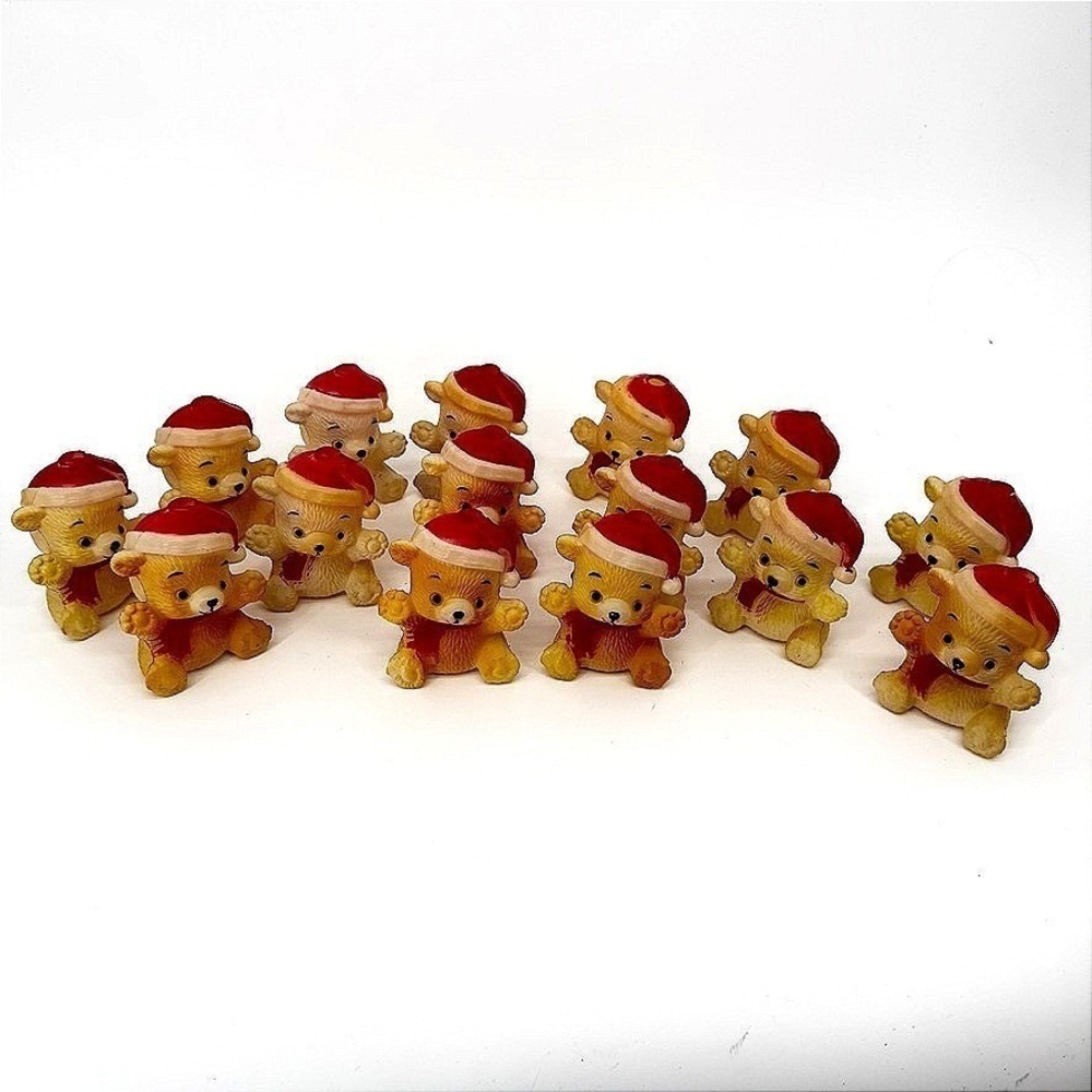 VTG Teddy Bear Christmas Holiday Blow Mold String Light Covers Set of 15
